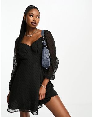 I Saw It First – skater-kleid mit sweetheart-ausschnitt in gepunktet - Schwarz