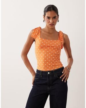 Miss Selfridge Tie Shoulder Top - Orange