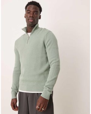 SELECTED Jersey Verde Claro Con Media Cremallera De - Gris