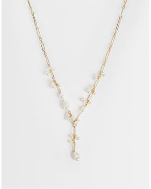 ASOS Necklace With Faux Pearl Drop Detail - White