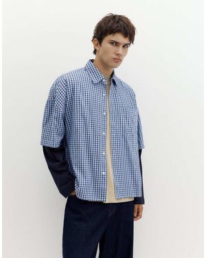 Pull&Bear Camicia A Quadri Con Doppia Manica - Blu