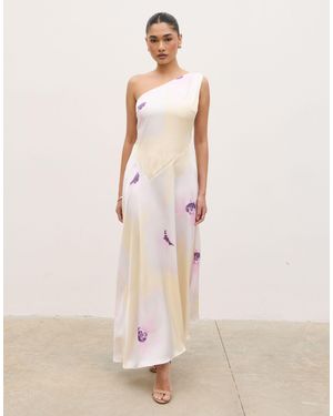 Pretty Lavish Satin One Shoulder Maxi Dress - Natural
