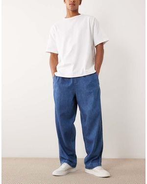 ASOS Pull On Loose Linen Blend Jeans - Blue