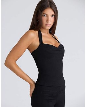 House Of Cb The Peekaboo Halter Neck Corset Top - Black