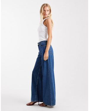 ASOS Vaqueros De Talle Alto Y Pernera Ancha Con Lavado De - Azul