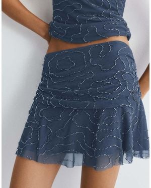 Pull&Bear Beaded Tulle Mini Skirt - Blue