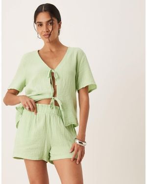 Jdy – shorts aus musselinstoff - Grün