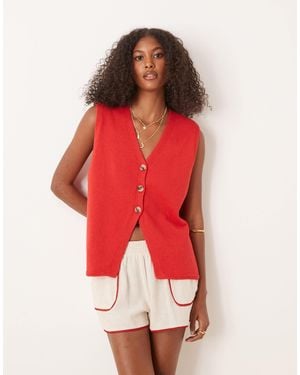 ASOS Clean Knit Relaxed Fit Vest - Red