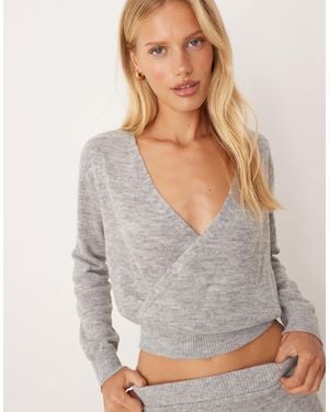 Motel Saroya V Neck Long Sleeve Sweater - Grey