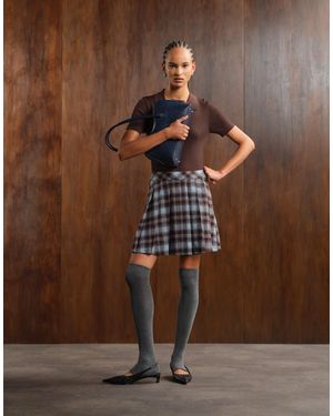 Threadbare – karierter mini-faltenrock - Braun