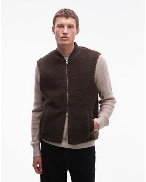 AllSaints Otis - veste sans manches en imitation peau - Marron