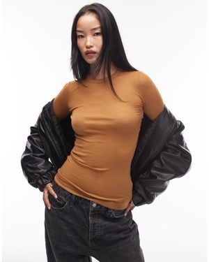 ARKET Merino Wool Knitted Semi Sheer Long Sleeve Top - Black