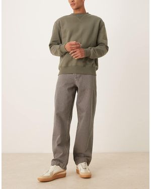 ASOS Jeans Larghi A Righe Hickory Blu E Marrone - Neutro