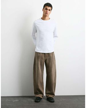 Pull&Bear Jeans Extra Larghi A Palloncino Neri - Bianco