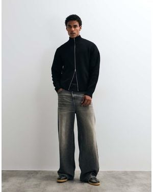 Only & Sons Cardigan Con Collo Alto E Zip Nera - Nero