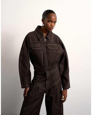 TOPSHOP Tolu Coker X Barrel Denim Jacket Circular Design - Black