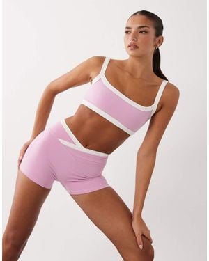 BO+TEE Bo+tee Contrast Trim Scoop Back Cami Sports Bra - Pink