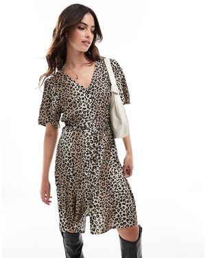 Vila Buttondown Tie Waist Midi Dress - Multicolor