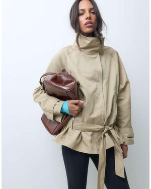 ASOS Dropped Belt Mid Length Trench Coat - Natural