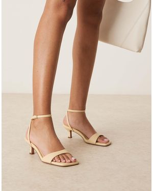 Asos Design Wide Fit Heart Throb Barely There Kitten Heel Sandals - Natural