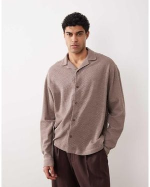 ASOS Oversized Overhemd Met Reverskraag En Open Textuur - Bruin
