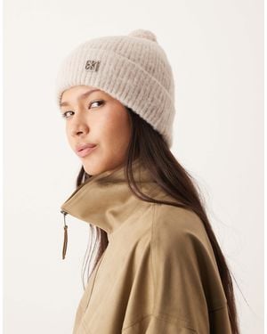 Calvin Klein Brushed Pom Pom Beanie - Natural