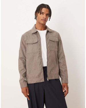 Brave Soul Faux Suede Patch Pocket Jacket - Natural