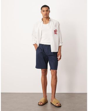 ASOS Chinoshort Met Rechte Pijpen En Linnenlook - Wit