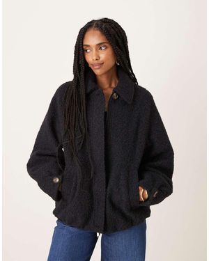 ASOS Top Collar Brushed Bomber Jacket - Black