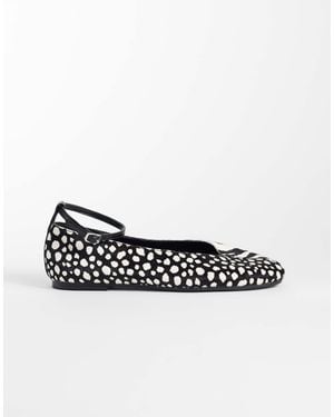 ASOS Lilibelle Premium Hair On Real Leather Ballets Black And White Mix