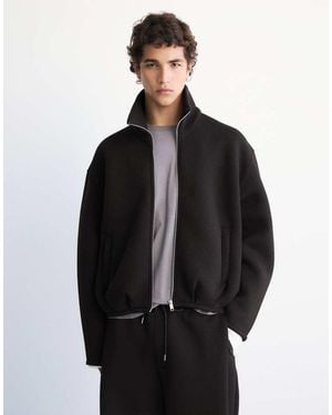 Pull&Bear Neoprene-effect Zip-up Jacket - Black