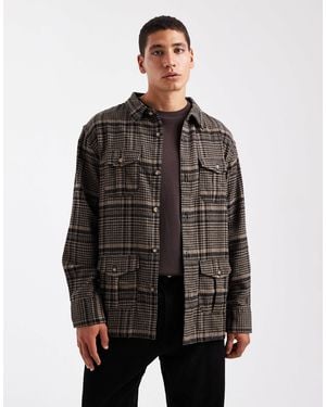 Brave Soul – langärmlige hemdjacke mit brusttasche und karomuster - Schwarz