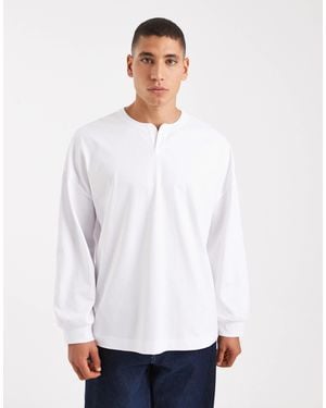 ASOS Heavyweight Oversized Long Sleeve Henley T-shirt - White