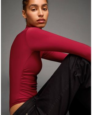 Bershka Body à manches longues et col montant - Rouge