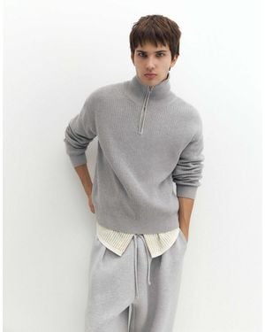 Pull&Bear Pullover mit halbem reißverschluss - Grau