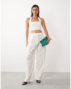 Mango Starring Hailey Bieber Kasha Halterneck Cropped Top - White