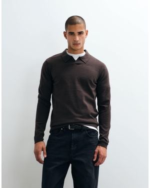 Threadbare Pull en maille à col montant couleur chocolat - Noir