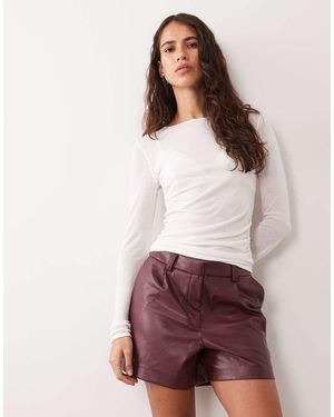 New Look Pantalón Corto De Sastre De Piel Sintética En-Rojo