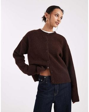 ASOS Knitted Boxy Cardigan With Wool In.... - Brown