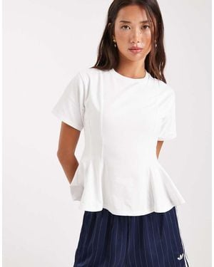 Miss Selfridge Peplum Detail Tee - White