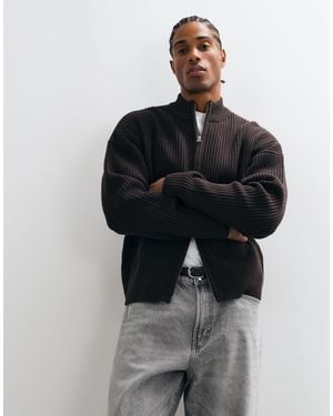 Only & Sons Zip Through High Neck Cardigan - Black