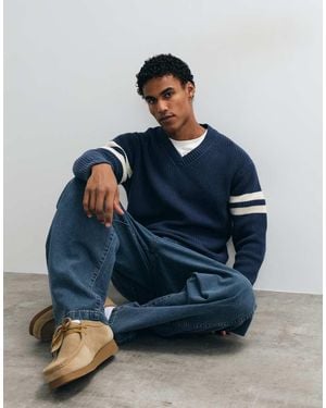 Abercrombie & Fitch Knitted V-neck Jumper - Blue