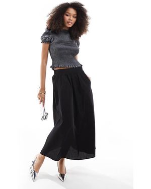 Threadbare Falda Midi Negra De Popelina De - Negro