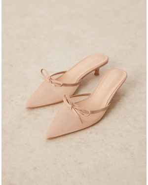 Glamorous Slingback Kitten Heeled Shoes - Natural