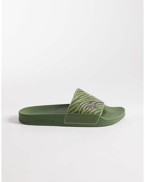 Paul Smith Zebra Print Sliders - Green