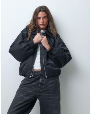 & Other Stories Zip Through Funnel Neck Bomber Jacket - Blue