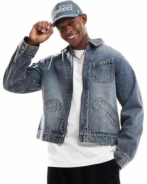 ASOS Denim Boxy Harrington Jacket - Blue