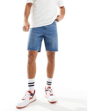 ADPT Wide Fit Cut Off Denim Shorts - Blue