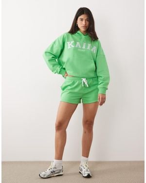 Kaiia Katoenrijke Sweatshort Met Geborduurd Logo - Groen