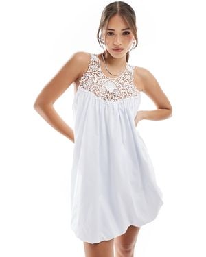 Miss Selfridge Lace Insert Baby Doll Swing Mini Dress - White